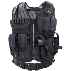 yakeda black tactical vest for hunting, paintball, and airsoft