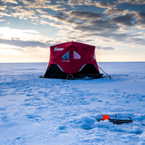 ice fishing shack with tip ups