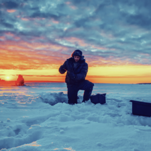 ice fishing at night