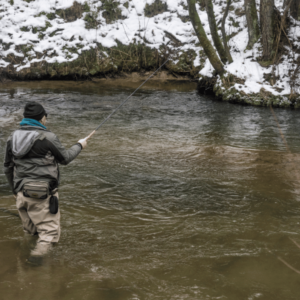 fly fishing for trout in the winter